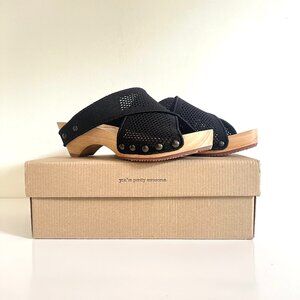 Jax & Bard Sandals Womens  Black Libby Hill Knit Clog Wood Heel Shoes Size EU 37